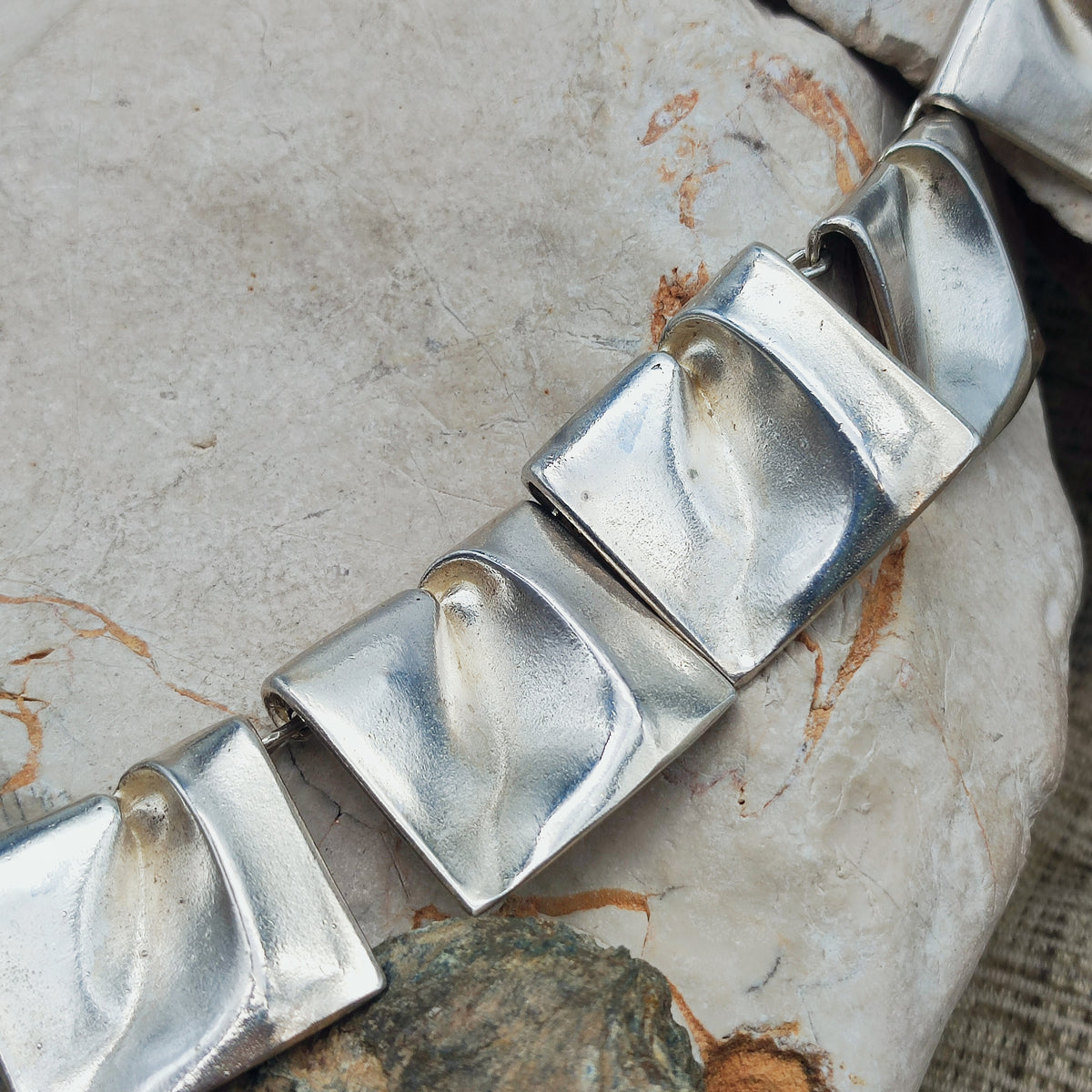 Vintage 1971 Lapponia Planetoid Valleys Sterling Silver Necklace by Björn Weckström