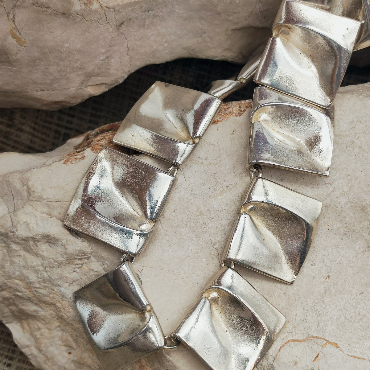 Vintage 1971 Lapponia Planetoid Valleys Sterling Silver Necklace by Björn Weckström