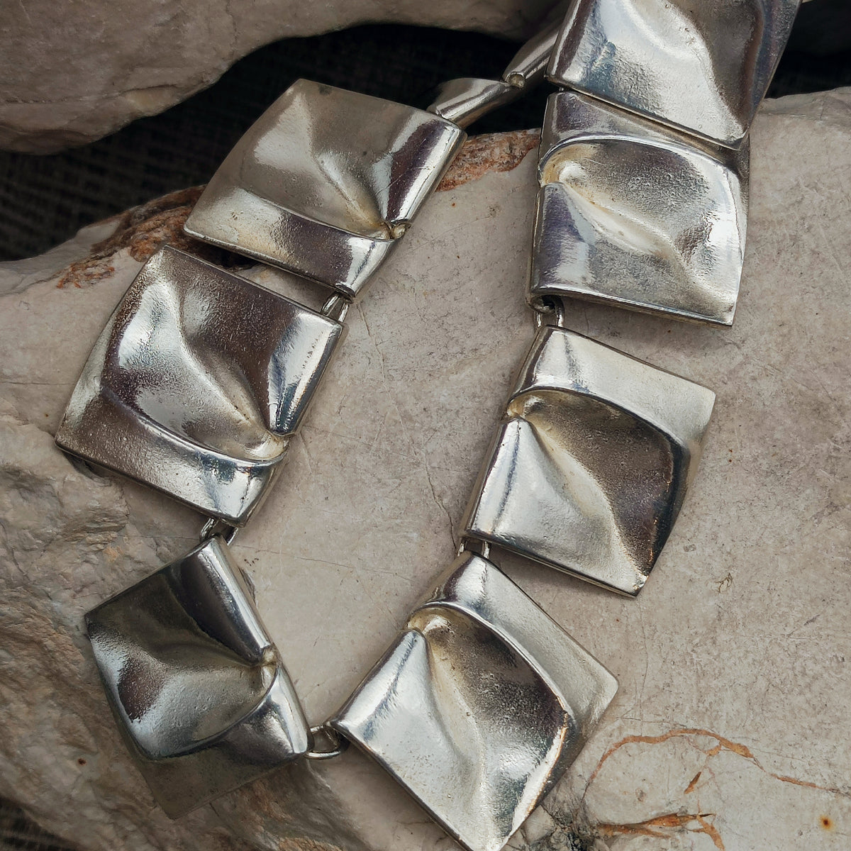 Vintage 1971 Lapponia Planetoid Valleys Sterling Silver Necklace by Björn Weckström
