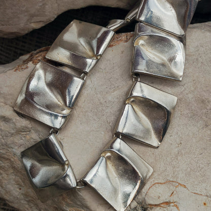 Vintage 1971 Lapponia Planetoid Valleys Sterling Silver Necklace by Björn Weckström