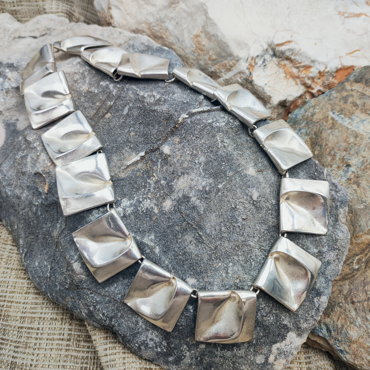 Vintage 1971 Lapponia Planetoid Valleys Sterling Silver Necklace by Björn Weckström