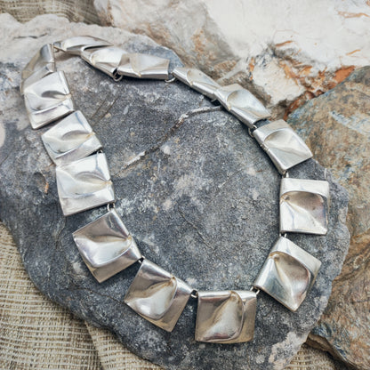 Vintage 1971 Lapponia Planetoid Valleys Sterling Silver Necklace by Björn Weckström