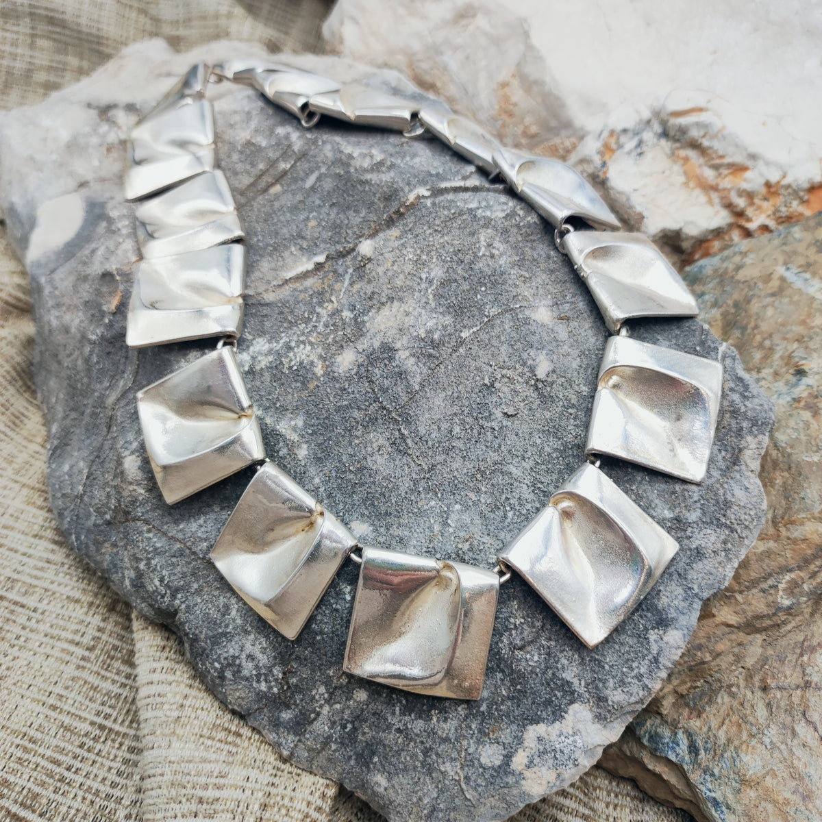 Vintage 1971 Lapponia Planetoid Valleys Sterling Silver Necklace by Björn Weckström