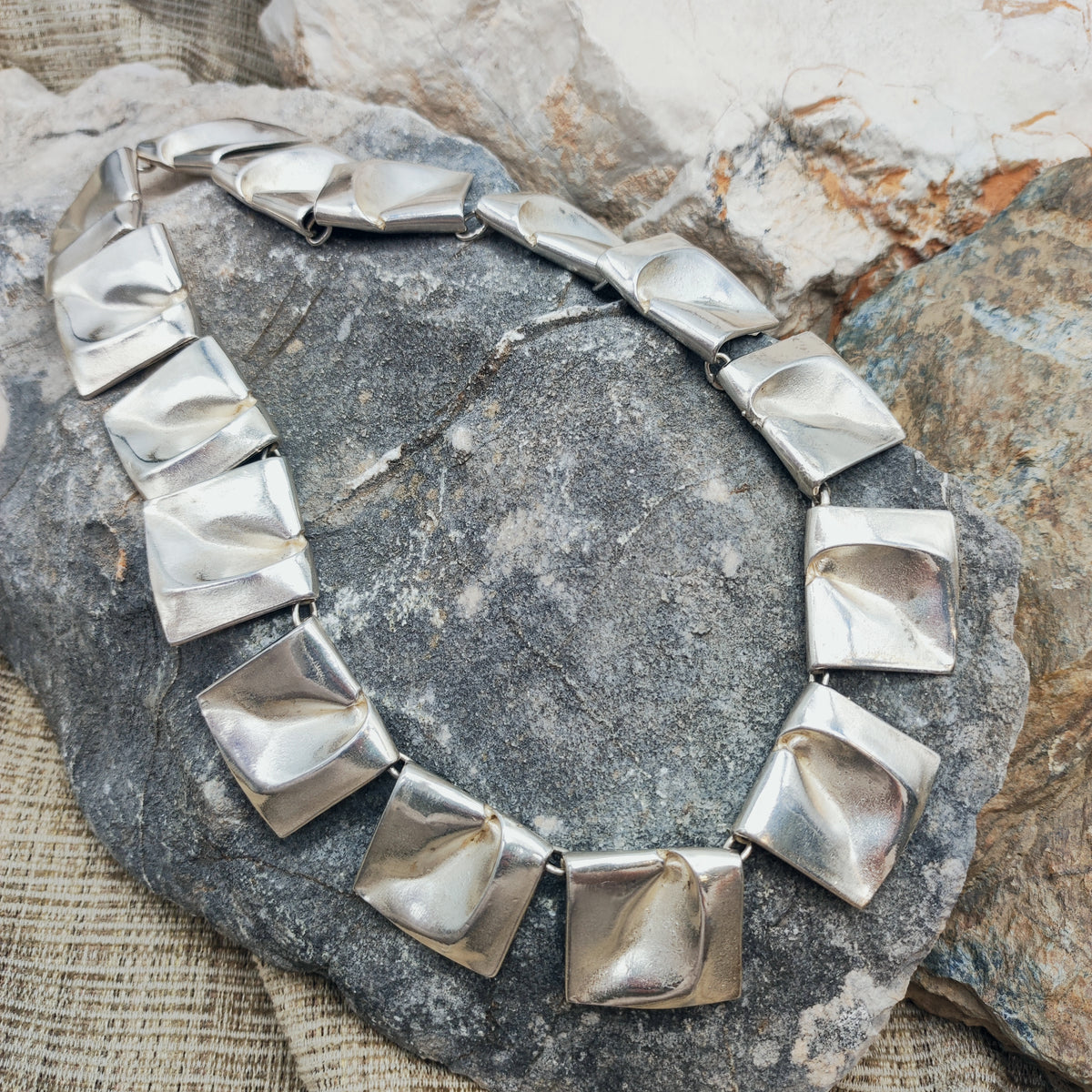 Vintage 1971 Lapponia Planetoid Valleys Sterling Silver Necklace by Björn Weckström