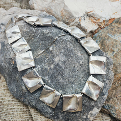 Vintage 1971 Lapponia Planetoid Valleys Sterling Silver Necklace by Björn Weckström