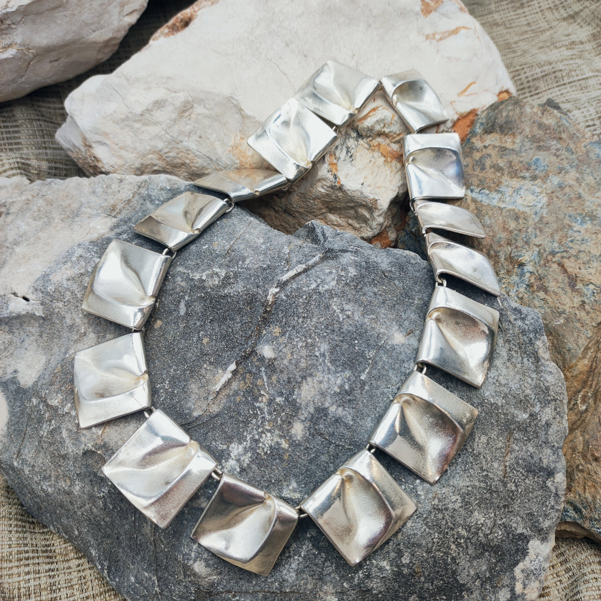 Vintage 1971 Lapponia Planetoid Valleys Sterling Silver Necklace by Björn Weckström
