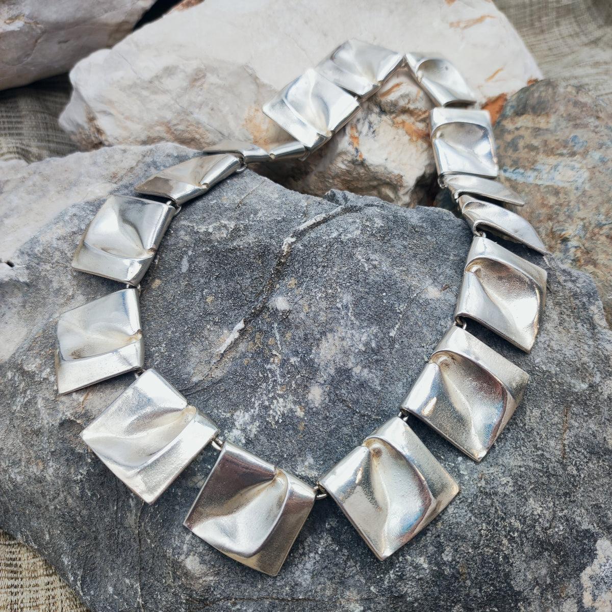 Vintage 1971 Lapponia Planetoid Valleys Sterling Silver Necklace by Björn Weckström