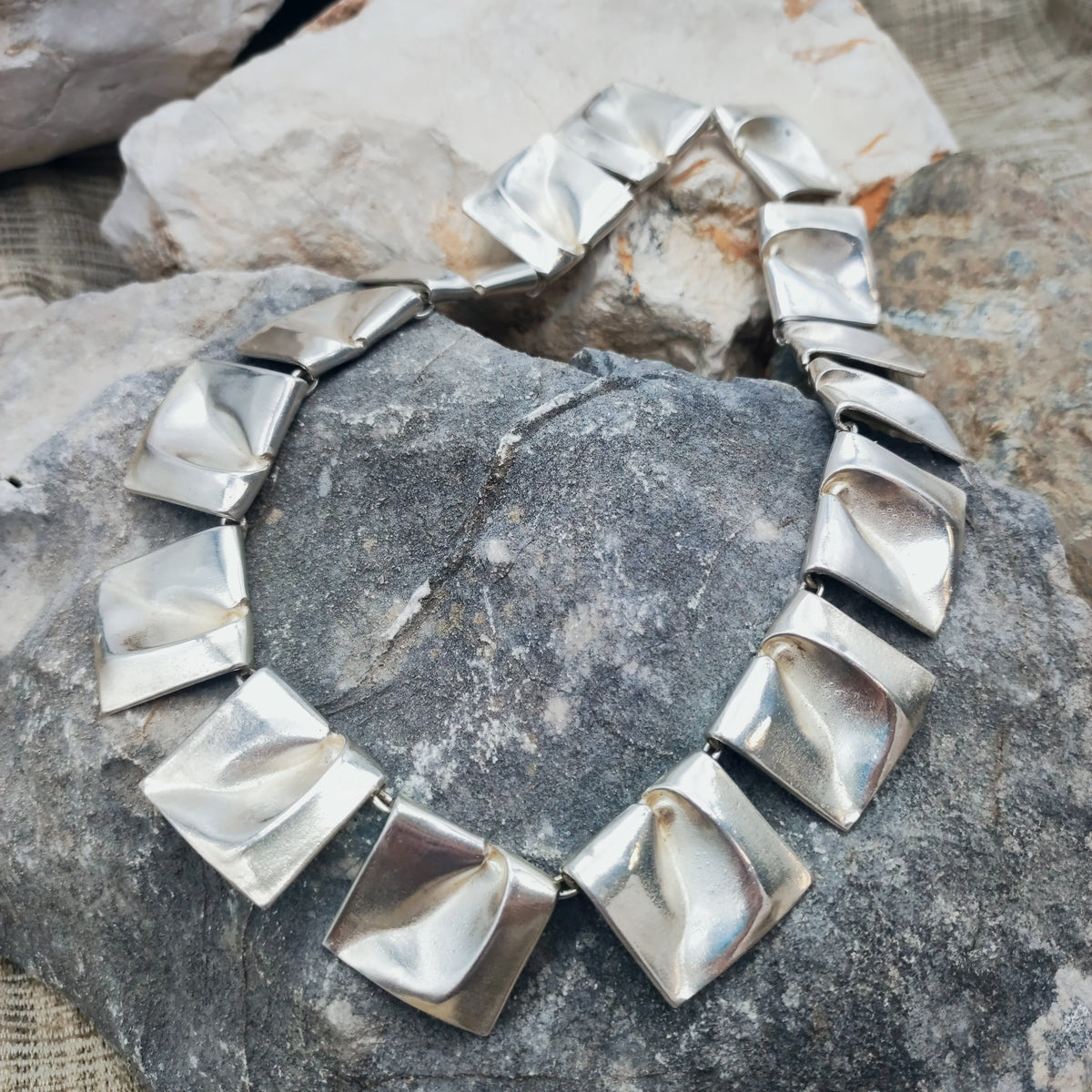 Vintage 1971 Lapponia Planetoid Valleys Sterling Silver Necklace by Björn Weckström