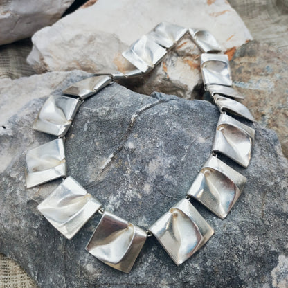 Vintage 1971 Lapponia Planetoid Valleys Sterling Silver Necklace by Björn Weckström