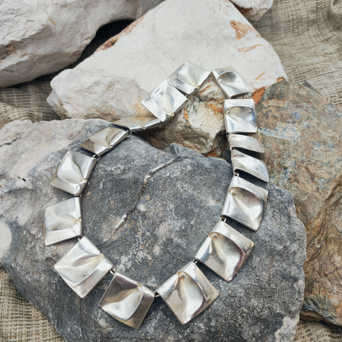 Vintage 1971 Lapponia Planetoid Valleys Sterling Silver Necklace by Björn Weckström