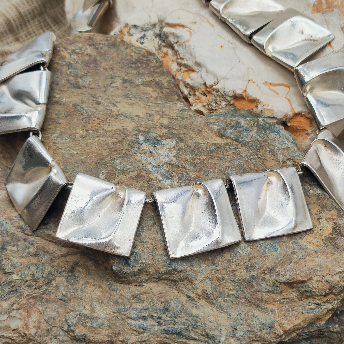 Vintage 1971 Lapponia Planetoid Valleys Sterling Silver Necklace by Björn Weckström
