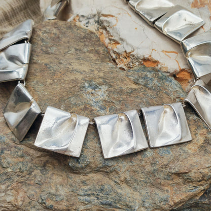 Vintage 1971 Lapponia Planetoid Valleys Sterling Silver Necklace by Björn Weckström