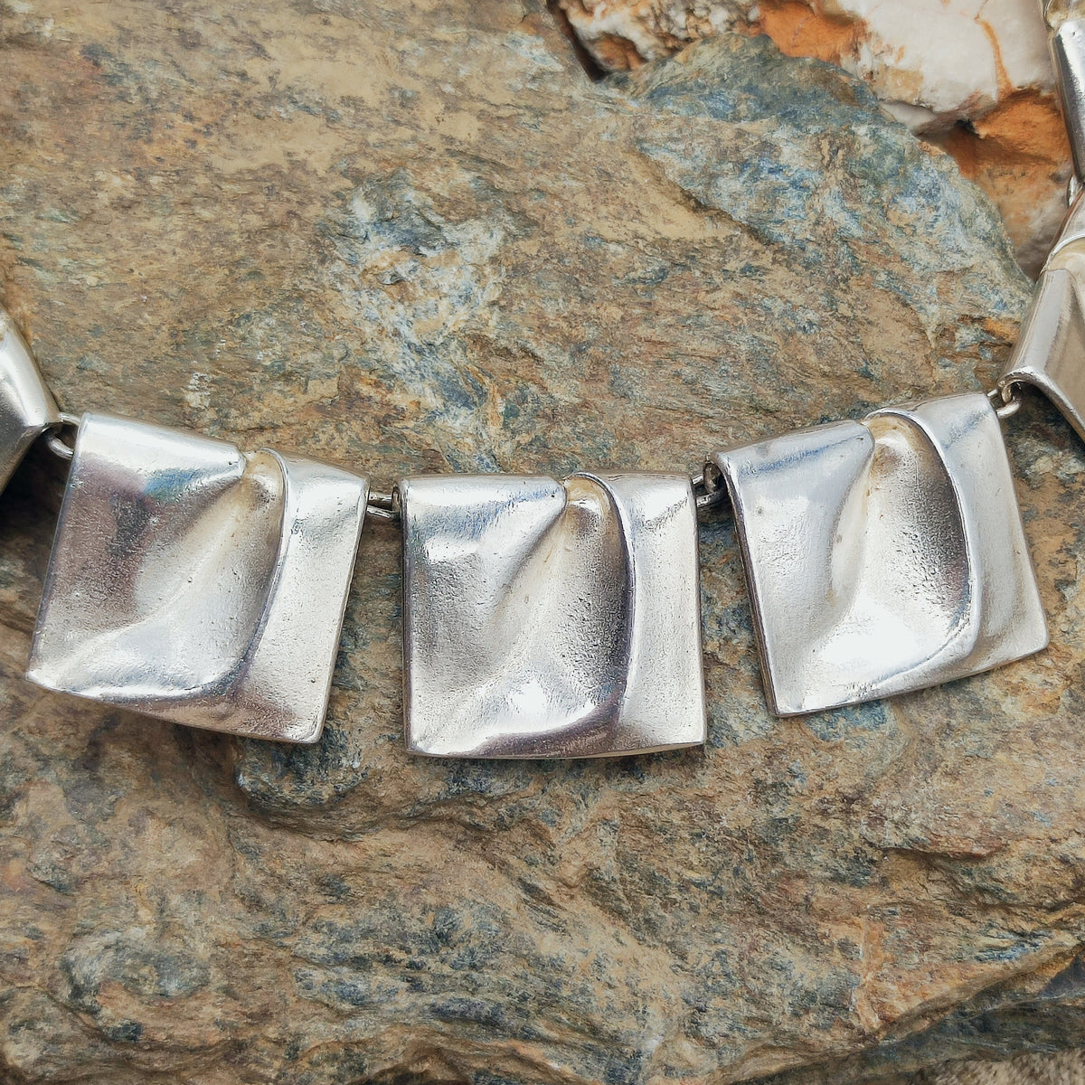Vintage 1971 Lapponia Planetoid Valleys Sterling Silver Necklace by Björn Weckström