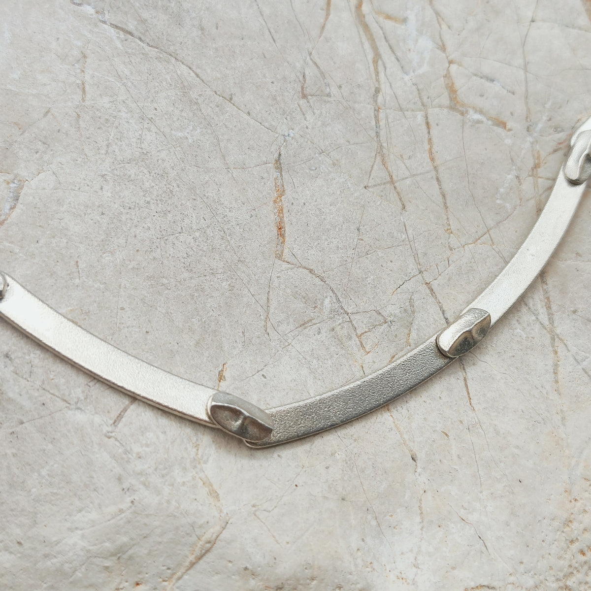 Vintage Lapponia Labyrinth Sterling Silver Choker Necklace by Björn Weckström 38cm, 1987