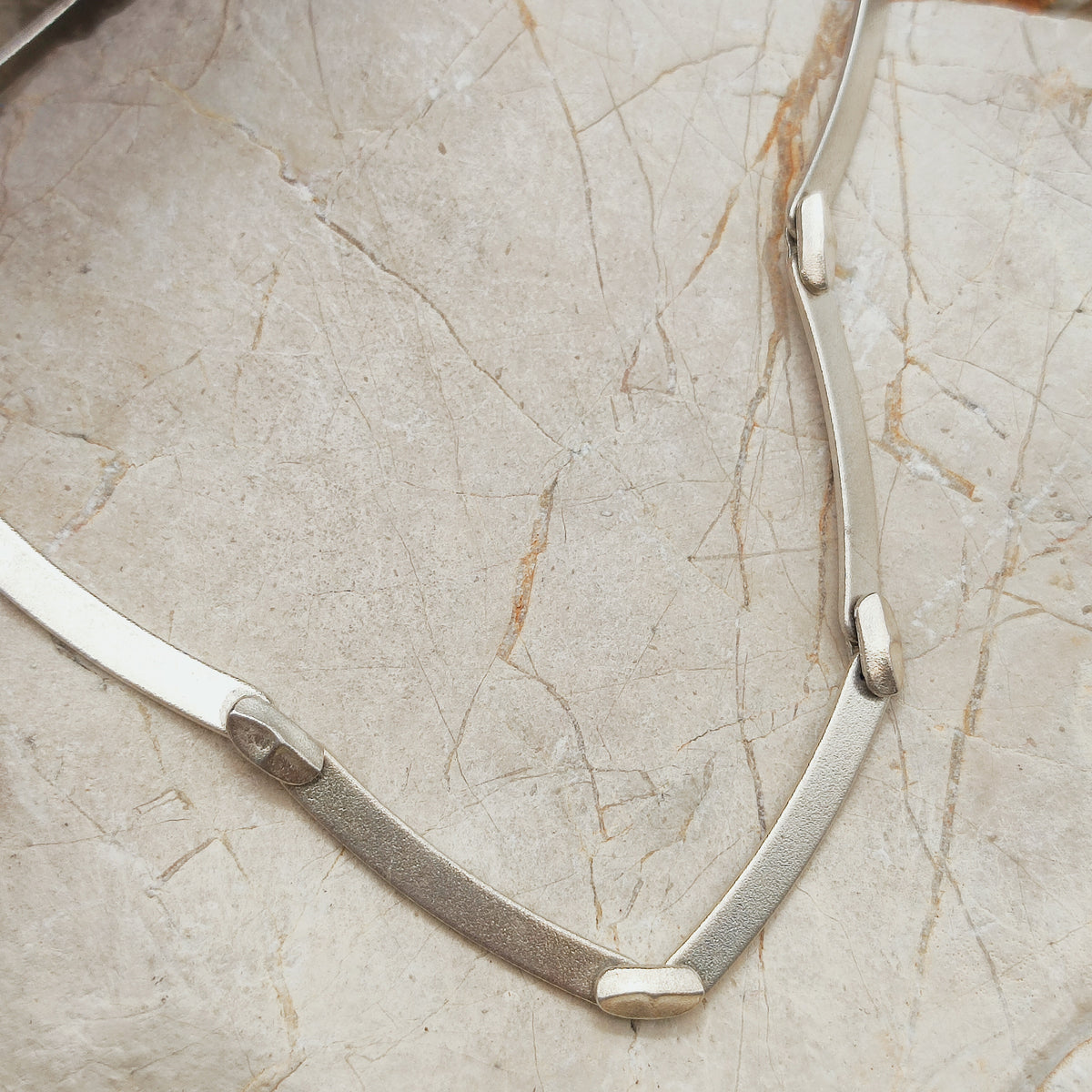 Vintage Lapponia Labyrinth Sterling Silver Choker Necklace by Björn Weckström 38cm, 1987