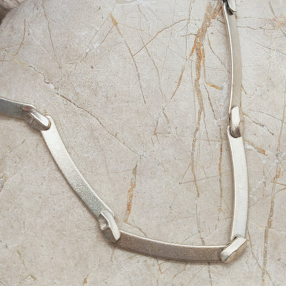 Vintage Lapponia Labyrinth Sterling Silver Choker Necklace by Björn Weckström 38cm, 1987