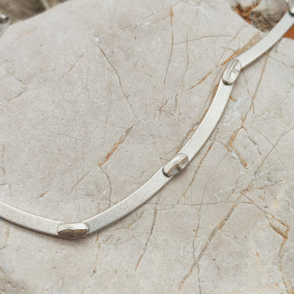 Vintage Lapponia Labyrinth Sterling Silver Choker Necklace by Björn Weckström 38cm, 1987