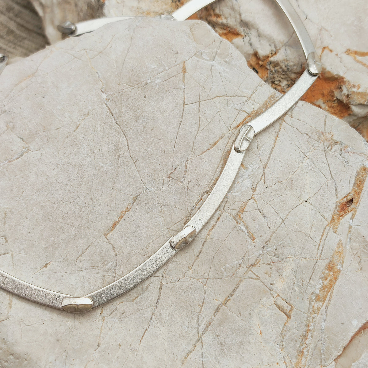 Vintage Lapponia Labyrinth Sterling Silver Choker Necklace by Björn Weckström 38cm, 1987