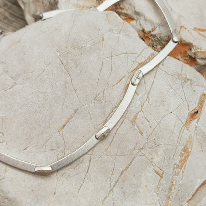 Vintage Lapponia Labyrinth Sterling Silver Choker Necklace by Björn Weckström 38cm, 1987
