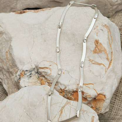 Vintage Lapponia Labyrinth Sterling Silver Choker Necklace by Björn Weckström 38cm, 1987