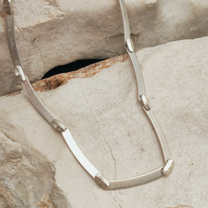 Vintage Lapponia Labyrinth Sterling Silver Choker Necklace by Björn Weckström 38cm, 1987