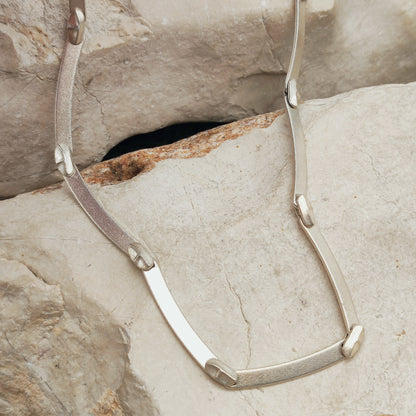 Vintage Lapponia Labyrinth Sterling Silver Choker Necklace by Björn Weckström 38cm, 1987