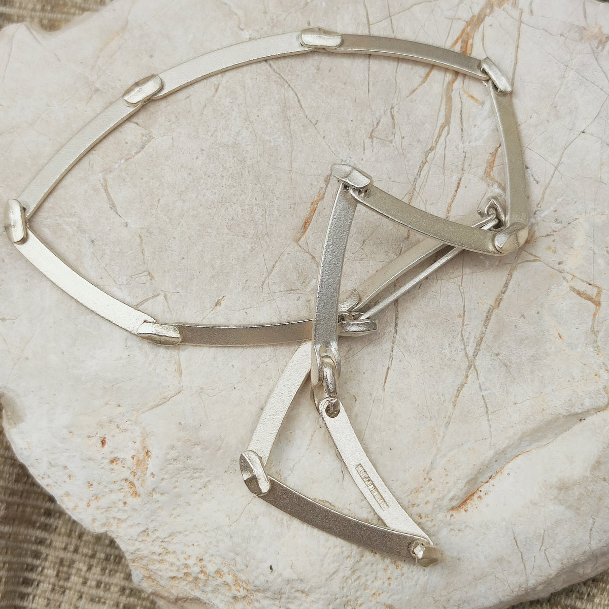 Vintage Lapponia Labyrinth Sterling Silver Necklace by Björn Weckström 41cm, 2003