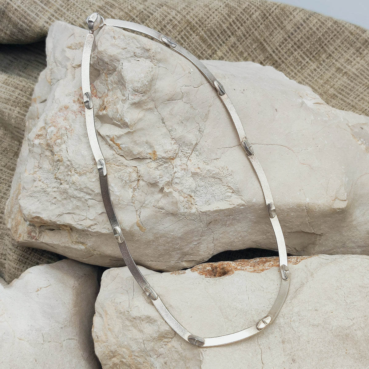 Vintage Lapponia Labyrinth Sterling Silver Toggle Necklace by Björn Weckström 38cm, 1978