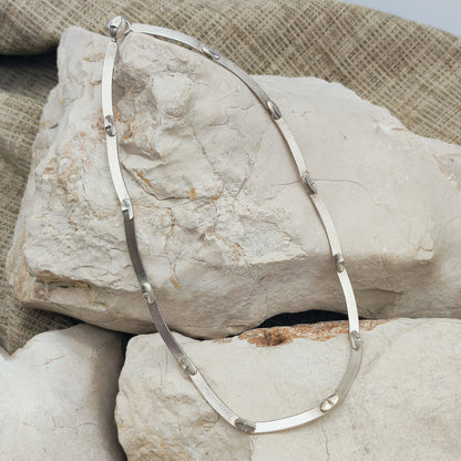 Vintage Lapponia Labyrinth Sterling Silver Toggle Necklace by Björn Weckström 38cm, 1978