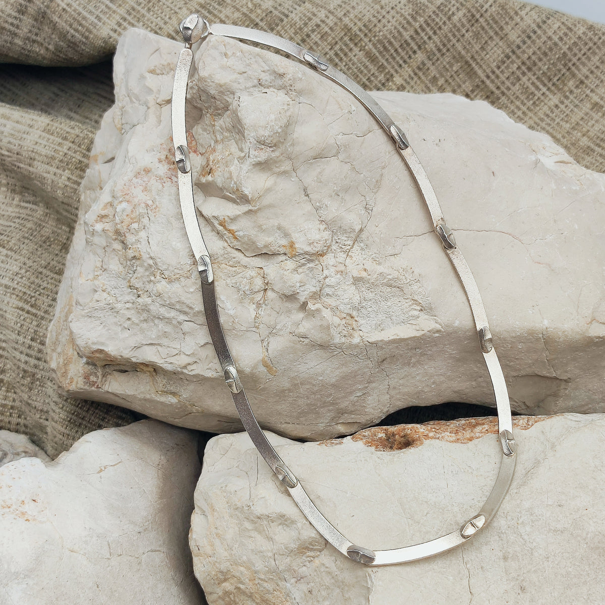 Vintage Lapponia Labyrinth Sterling Silver Toggle Necklace by Björn Weckström 38cm, 1978
