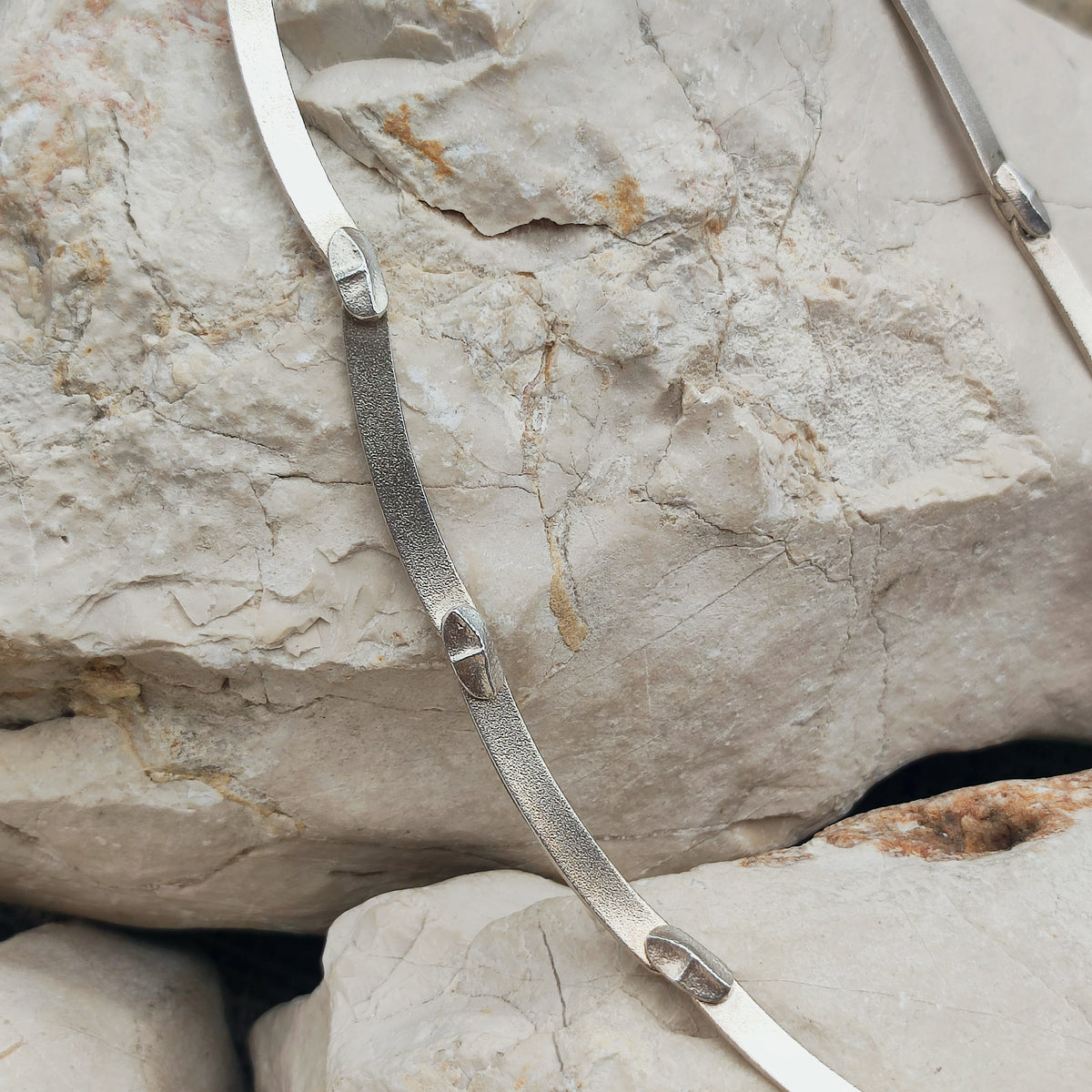 Vintage Lapponia Labyrinth Sterling Silver Toggle Necklace by Björn Weckström 38cm, 1978