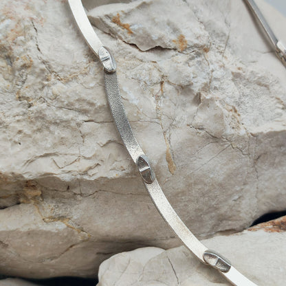 Vintage Lapponia Labyrinth Sterling Silver Toggle Necklace by Björn Weckström 38cm, 1978