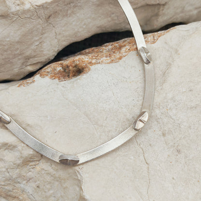 Vintage Lapponia Labyrinth Sterling Silver Toggle Necklace by Björn Weckström 38cm, 1978