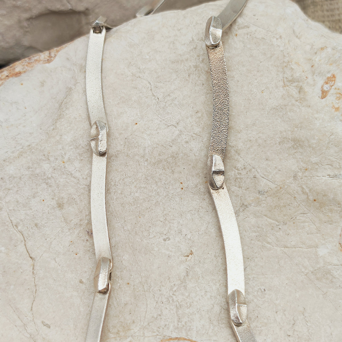 Vintage Lapponia Labyrinth Sterling Silver Toggle Necklace by Björn Weckström 38cm, 1978