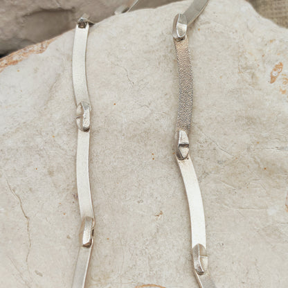 Vintage Lapponia Labyrinth Sterling Silver Toggle Necklace by Björn Weckström 38cm, 1978