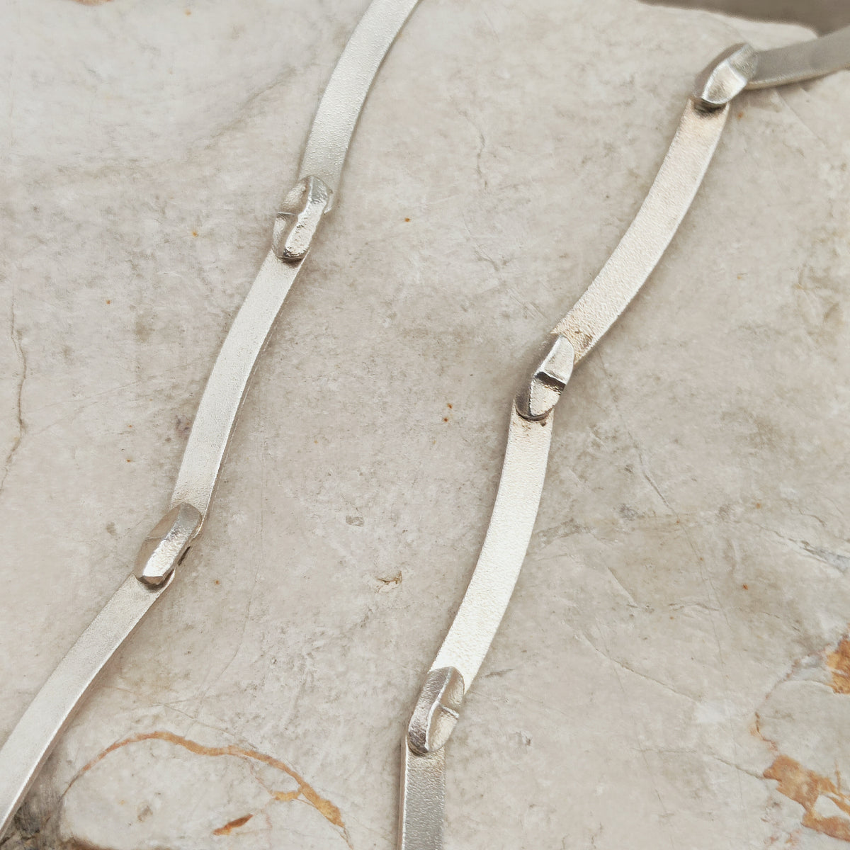 Vintage Lapponia Labyrinth Sterling Silver Toggle Necklace by Björn Weckström 38cm, 1978