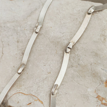 Vintage Lapponia Labyrinth Sterling Silver Toggle Necklace by Björn Weckström 38cm, 1978