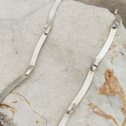 Vintage Lapponia Labyrinth Sterling Silver Toggle Necklace by Björn Weckström 38cm, 1978