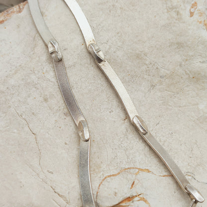 Vintage Lapponia Labyrinth Sterling Silver Toggle Necklace by Björn Weckström 38cm, 1978