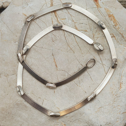 Vintage Lapponia Labyrinth Sterling Silver Toggle Necklace by Björn Weckström 38cm, 1978