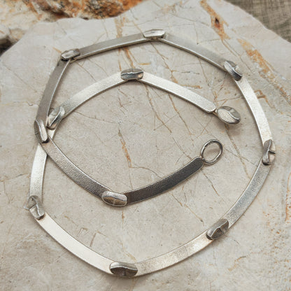 Vintage Lapponia Labyrinth Sterling Silver Toggle Necklace by Björn Weckström 38cm, 1978