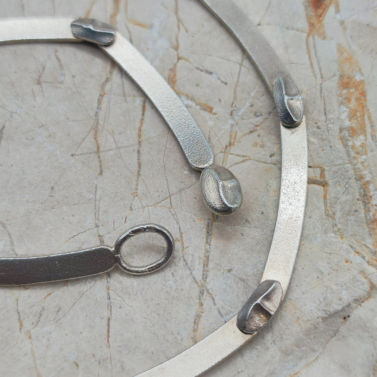 Vintage Lapponia Labyrinth Sterling Silver Toggle Necklace by Björn Weckström 38cm, 1978