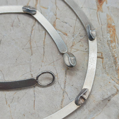 Vintage Lapponia Labyrinth Sterling Silver Toggle Necklace by Björn Weckström 38cm, 1978