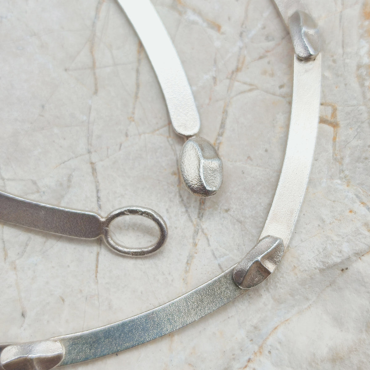 Vintage Lapponia Labyrinth Sterling Silver Toggle Necklace by Björn Weckström 38cm, 1978