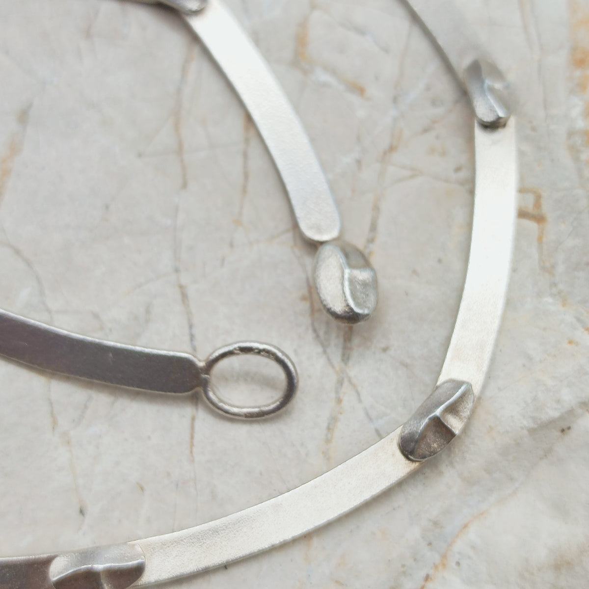 Vintage Lapponia Labyrinth Sterling Silver Toggle Necklace by Björn Weckström 38cm, 1978