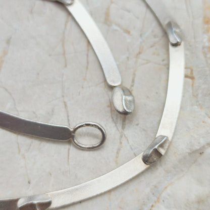 Vintage Lapponia Labyrinth Sterling Silver Toggle Necklace by Björn Weckström 38cm, 1978