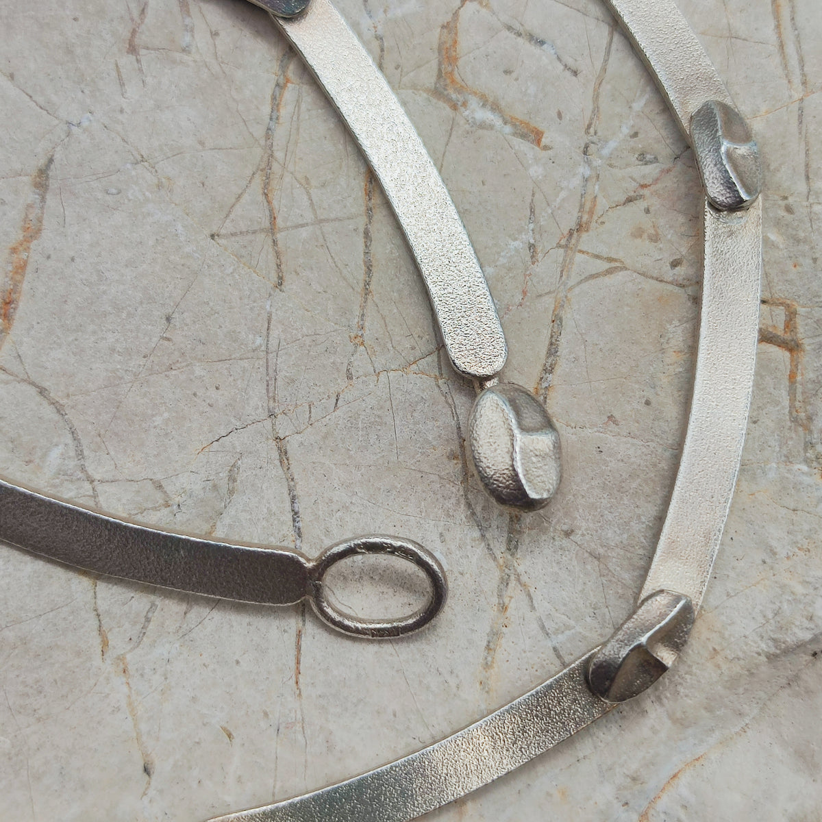 Vintage Lapponia Labyrinth Sterling Silver Toggle Necklace by Björn Weckström 38cm, 1978