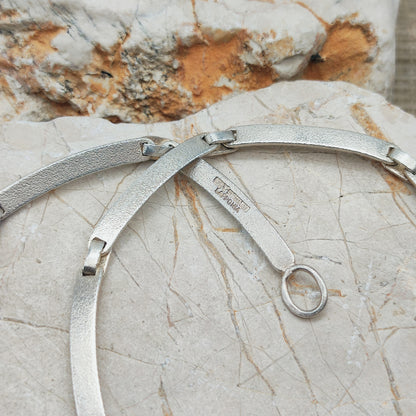 Vintage Lapponia Labyrinth Sterling Silver Toggle Necklace by Björn Weckström 38cm, 1978