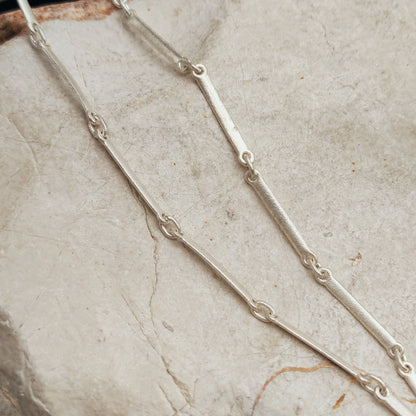 Vintage Lapponia Textured Bar-Link Sterling Silver Necklace, 2002