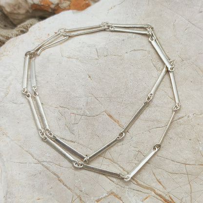 Vintage Lapponia Textured Bar-Link Sterling Silver Necklace, 2002